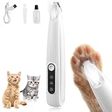 Pfotentrimmer für Hunde mit LED-Licht, Schermaschine Hund, Hundeschermaschine Leise und Wiederaufladbar, Experte Hundepfoten Trimmer für Kleine Teil wie Pfoten, Augen, Ohren, Gesicht (Weiß)