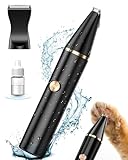 oneisall Pfotentrimmer für Hunde mit 2 Messerkopf, Paw Trim Pro dr Pfoten IPX7 Wasserdicht Hundepfoten Trimmer Leise Schermaschine Hund Katzen für Pfoten, Augen, Ohren, Gesicht, Körpe