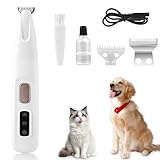18 mm Breite Pfotentrimmer für Hunde, Leise Hundeschermaschine mit 2pcs Keramik Klingen, Extra Leise,Ipx7 Wasserdicht,USB Wasserdichter Profi Hundetrimmer mit LED-Licht für Katze,Hunde
