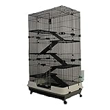 MyPets - Nager Käfig Big CAGE XXXL 160x75x50 cm mit Schublade für leichtes Reinigen - Voliere für Degu, Chinchilla, Frettchen & Co - mit Etagen und Leitern auf Rollen