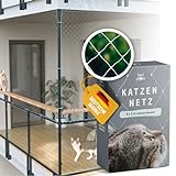 Samtpfote® Katzennetz für Balkon & Fenster - 8 x 3 m - Balkonnetz transparent und reißfest - Extragroßes und langlebiges Katzenschutznetz inkl. Montagematerial