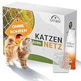 Naturiz® Katzennetz für Balkon ohne Bohren inkl. Haken & Silikonkleber – Katzenschutznetz für Balkon & Fenster, transparent - Taubennetz als Abwehr (3x4m)